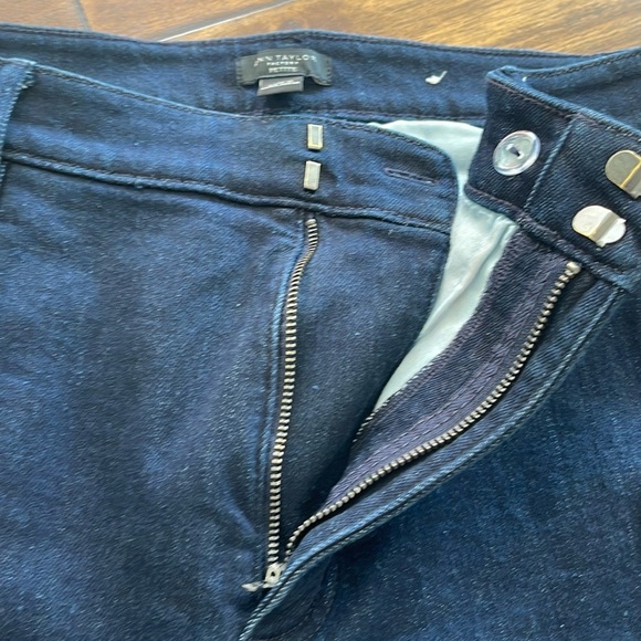 Ann Taylor Factory blue denim dressy jean trousers wide leg high rise sz 8p - Picture 12 of 15